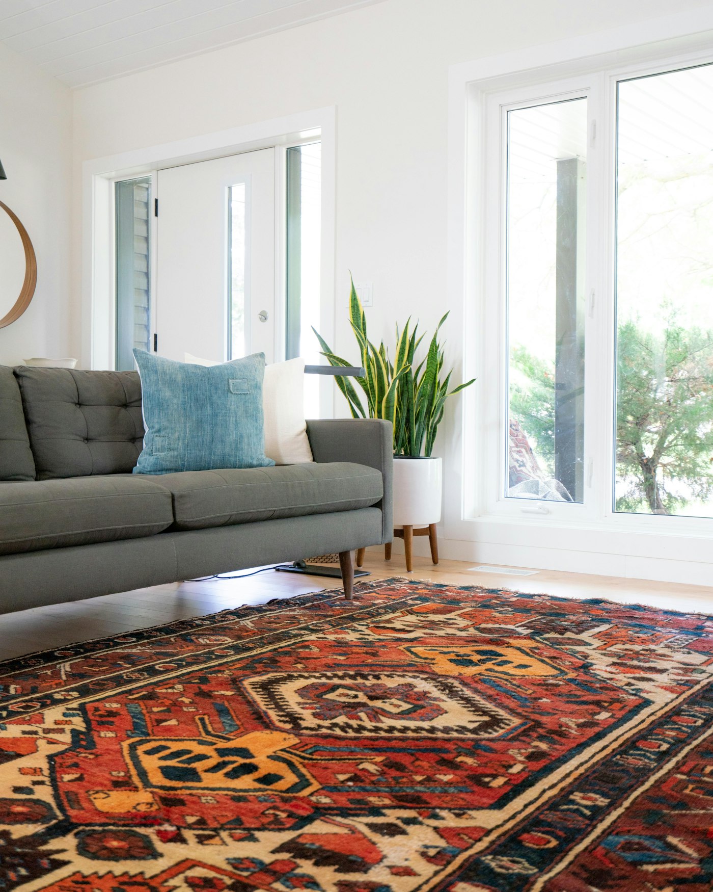An area rug in a living room